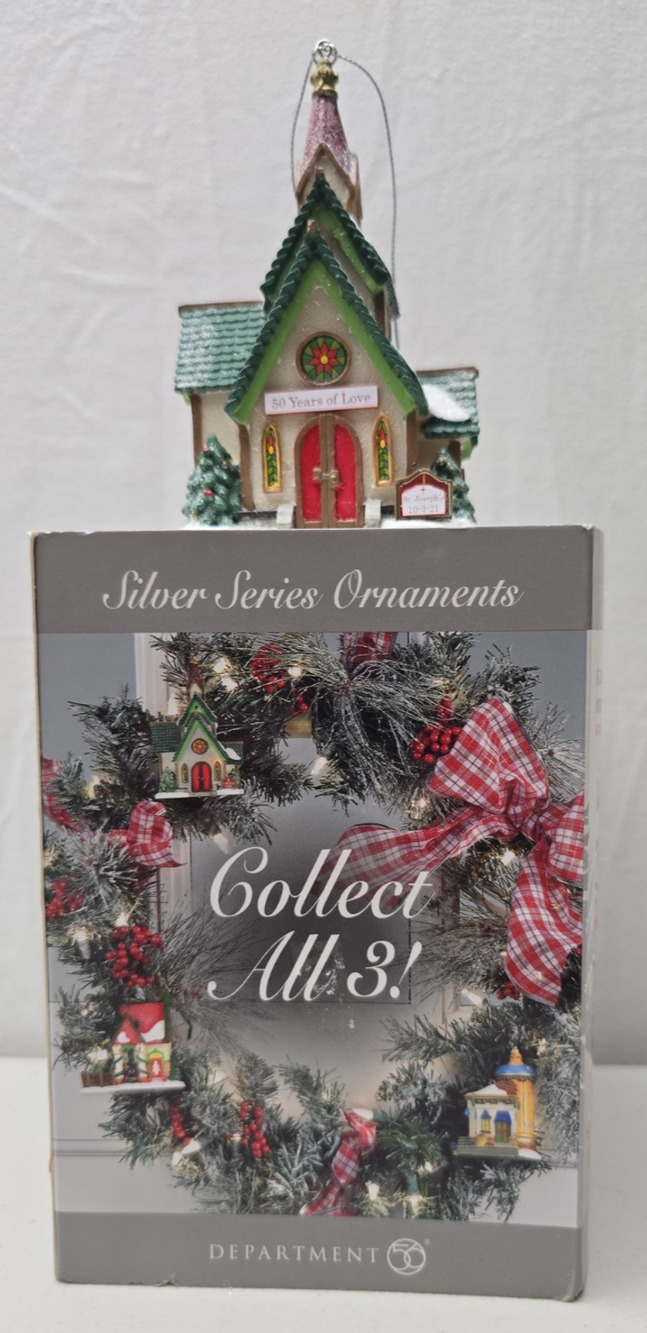 North Pole Silver Series, ST NICHOLAS CHAPEL Church Ornament (6002252) Dept. 56
